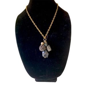 🆕 Antiqued Gold Chain Necklace with Assorted Bead Tassel - NWOT